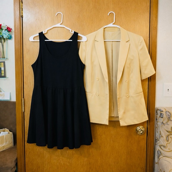 Torrid Black Mini Dress with Gold Blazer - Picture 4 of 8